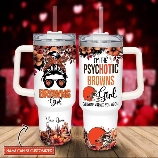 Cleveland Browns Nfl Custom Stanley Quencher 40Oz Stainless Steel Tumbler With Handle