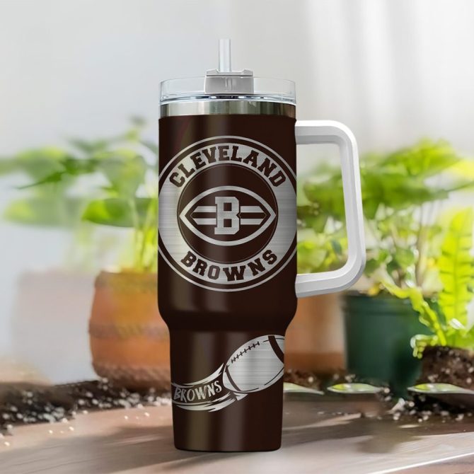 Cleveland Browns Nfl Custom Stanley Quencher 40Oz Stainless Steel Tumbler With Handle - Image 2