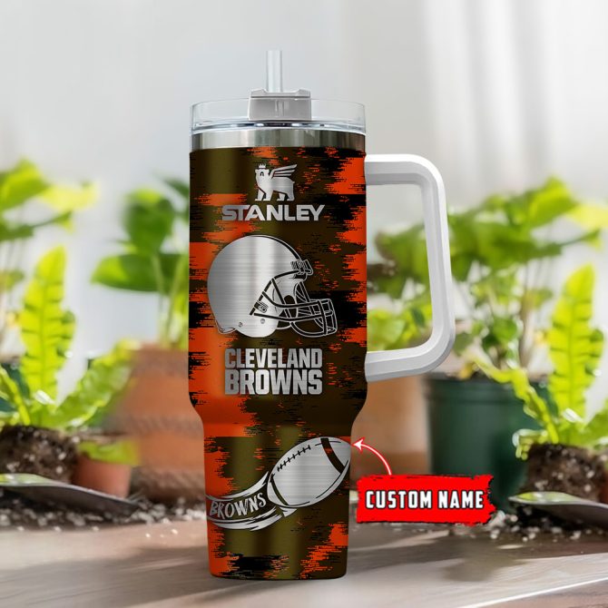 Cleveland Browns Nfl Custom Stanley Quencher 40Oz Stainless Steel Tumbler With Handle - Image 2