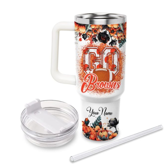 Cleveland Browns Nfl Custom Stanley Quencher 40Oz Stainless Steel Tumbler With Handle - Image 3