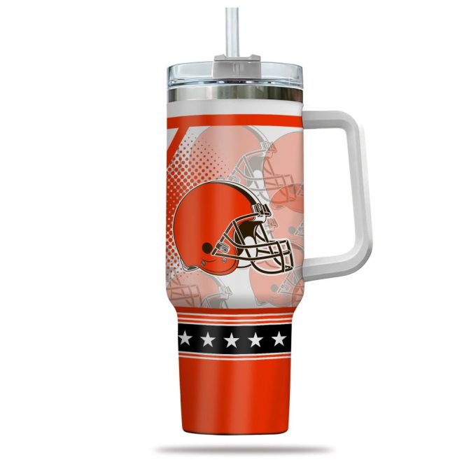 Cleveland Browns Nfl Custom Stanley Quencher 40Oz Stainless Steel Tumbler With Handle - Image 2