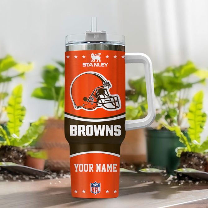 Cleveland Browns Nfl Custom Stanley Quencher 40Oz Stainless Steel Tumbler With Handle - Image 2