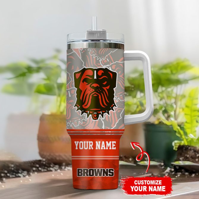 Cleveland Browns Nfl Custom Stanley Quencher 40Oz Stainless Steel Tumbler With Handle - Image 2