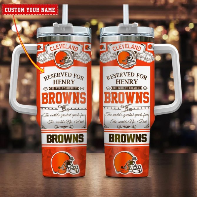 Cleveland Browns Nfl Father #8217;S Day Custom Stanley Quencher 40Oz Stainless Steel
