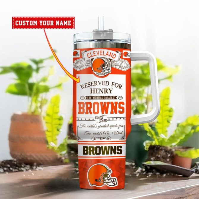 Cleveland Browns Nfl Father #8217;S Day Custom Stanley Quencher 40Oz Stainless Steel - Image 2