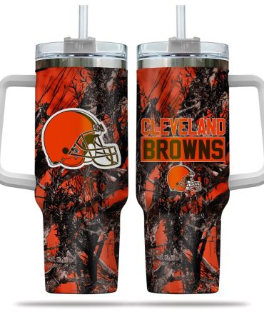 Cleveland Browns Nfl Hunting Custom Stanley Quencher 40Oz Stainless Steel Tumbler With Handle