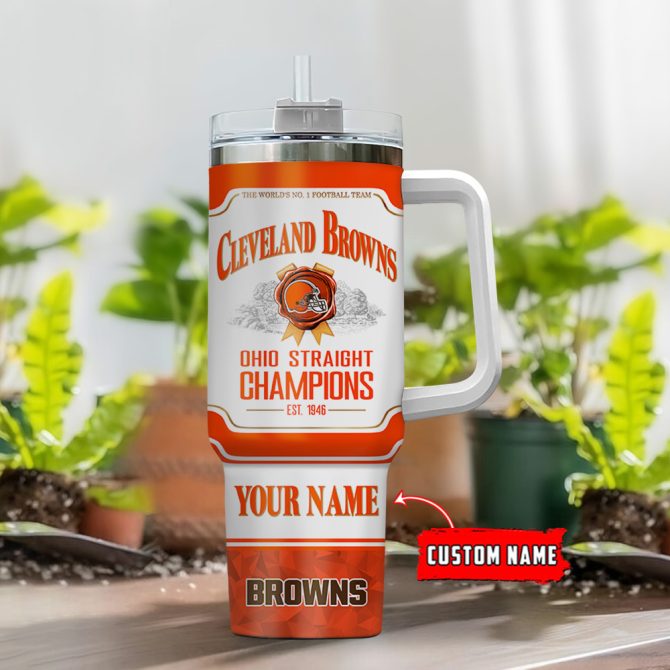 Cleveland Browns Nfl Jim Beam Custom Stanley Quencher 40Oz Stainless Steel Tumbler With Handle - Image 2