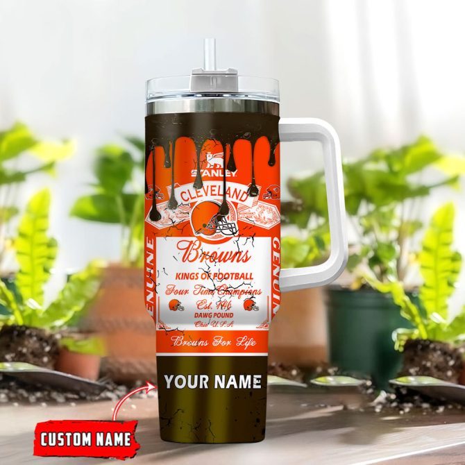Cleveland Browns Nfl Kings Of Football Custom Stanley Quencher 40Oz Stainless Steel Tumbler With Handle - Image 2