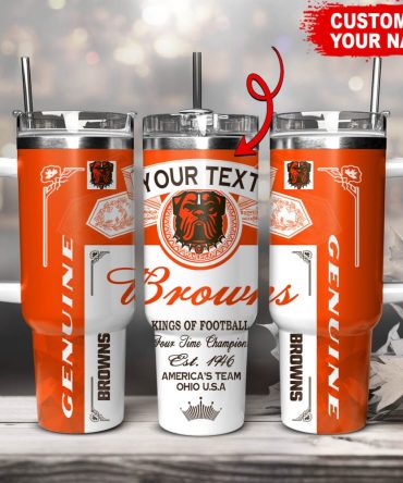 Cleveland Browns Nfl Kings Of Football Custom Stanley Quencher 40Oz Stainless Steel Tumbler With Handle