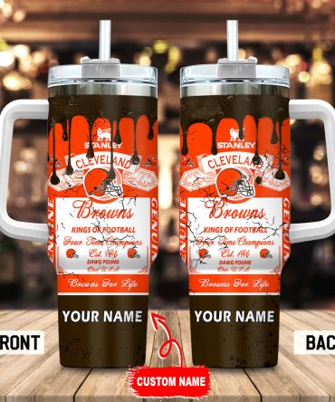 Cleveland Browns Nfl Kings Of Football Custom Stanley Quencher 40Oz Stainless Steel Tumbler With Handle