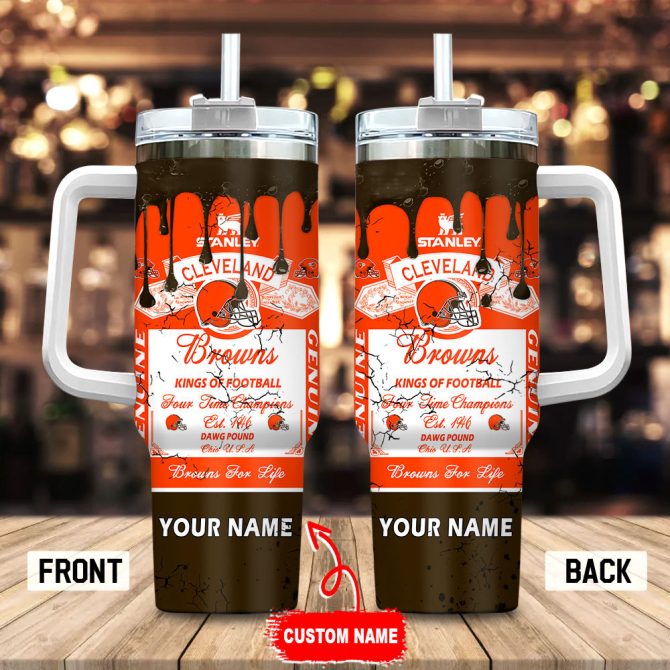 Cleveland Browns Nfl Kings Of Football Custom Stanley Quencher 40Oz Stainless Steel Tumbler With Handle