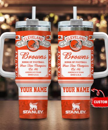 Cleveland Browns Nfl Kings Of Football Custom Stanley Quencher 40Oz Stainless Steel Tumbler With Handle