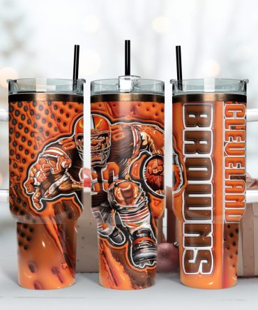 Cleveland Browns Nfl Mascot Custom Stanley Quencher 40Oz Stainless Steel Tumbler With Handle