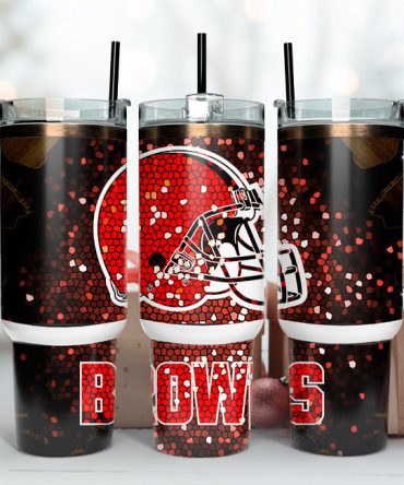 Cleveland Browns Nfl Stained Glass Effect Custom Stanley Quencher 40Oz Stainless Steel Tumbler With Handle