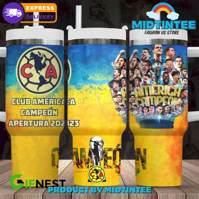 Club America Campeon Apertura 2023 Custom Stanley Quencher 40Oz Stainless Steel Tumbler With Handle