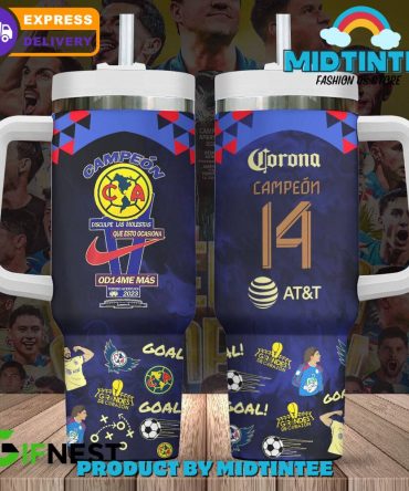 Club America Corona Campeon 14 Custom Stanley Quencher 40Oz Stainless Steel Tumbler With Handle
