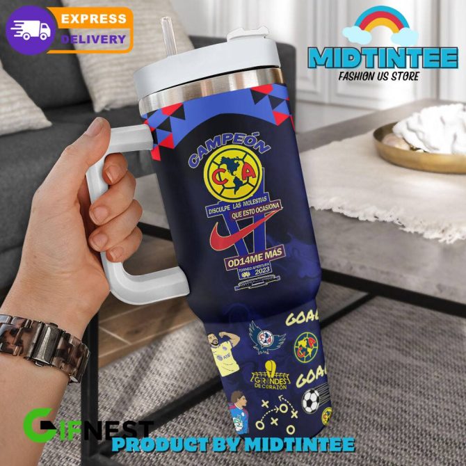 Club America Corona Campeon 14 Custom Stanley Quencher 40Oz Stainless Steel Tumbler With Handle - Image 2
