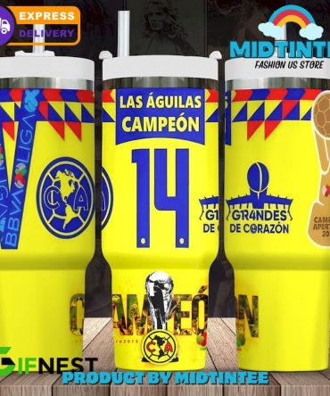 Club America Las Aguilas Campeon Apertura 2023 Custom Stanley Quencher 40Oz Stainless Steel Tumbler With Handle