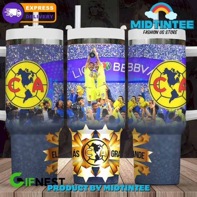 Club America Liga Mx Champions Custom Stanley Quencher 40Oz Stainless Steel Tumbler With Handle