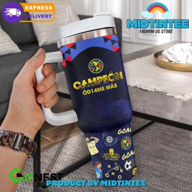 Club America Liga Mx Champs Custom Stanley Quencher 40Oz Stainless Steel Tumbler With Handle - Image 2