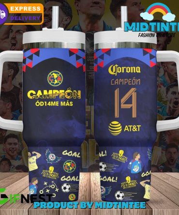 Club America Liga Mx Champs Custom Stanley Quencher 40Oz Stainless Steel Tumbler With Handle