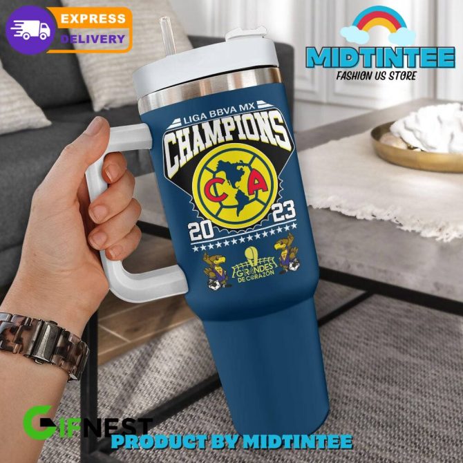 Club America Soccer Team Liga Bbva Mx Custom Stanley Quencher 40Oz Stainless Steel Tumbler With Handle - Image 2