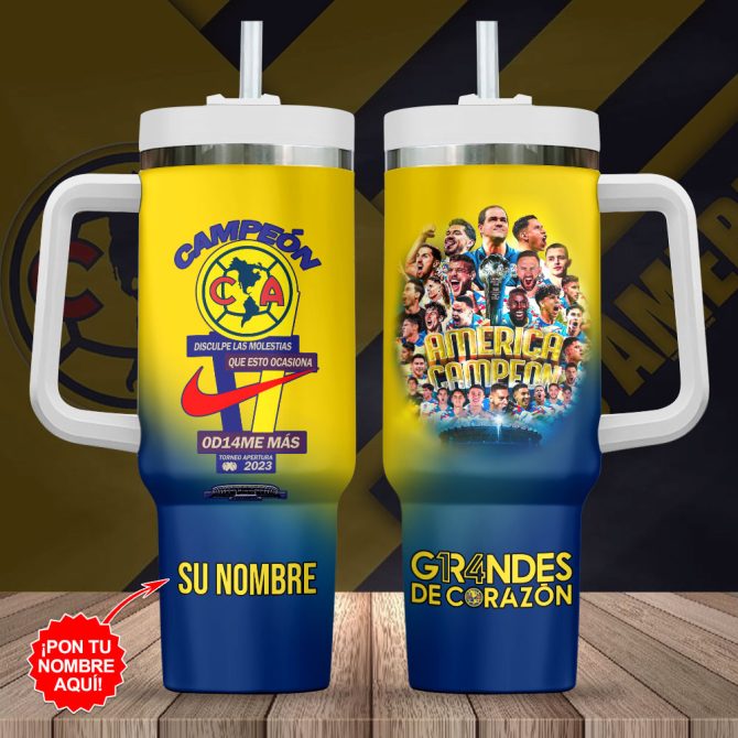 Club América Football Custom Stanley Quencher 40Oz Stainless Steel Tumbler With Handle