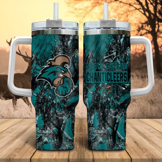 Coastal Carolina Chanticleers Ncaa Hunting Custom Stanley Quencher 40Oz Stainless Steel Tumbler With Handle