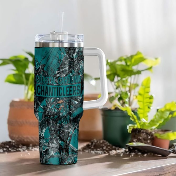 Coastal Carolina Chanticleers Ncaa Hunting Custom Stanley Quencher 40Oz Stainless Steel Tumbler With Handle - Image 4