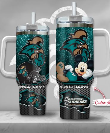 Coastal Carolina Chanticleers Ncaa Mickey Mouse Custom Stanley Quencher 40Oz Stainless Steel Tumbler With Handle