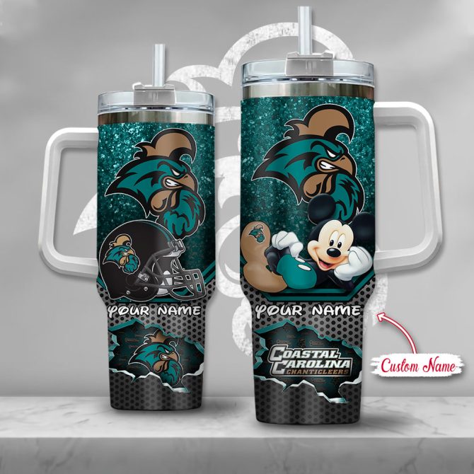 Coastal Carolina Chanticleers Ncaa Mickey Mouse Custom Stanley Quencher 40Oz Stainless Steel Tumbler With Handle