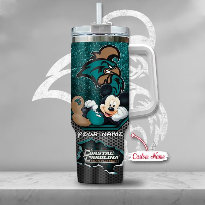Coastal Carolina Chanticleers Ncaa Mickey Mouse Custom Stanley Quencher 40Oz Stainless Steel Tumbler With Handle - Image 2