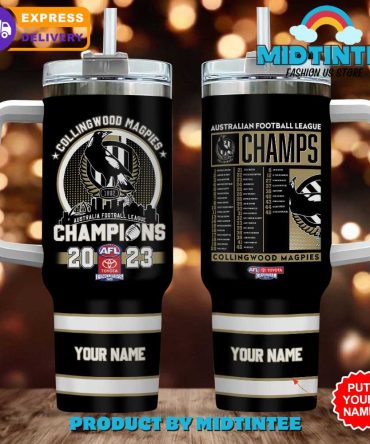 Collingwood Fc Afl Champions Custom Stanley Quencher 40Oz Stainless Steel Tumbler With Handle