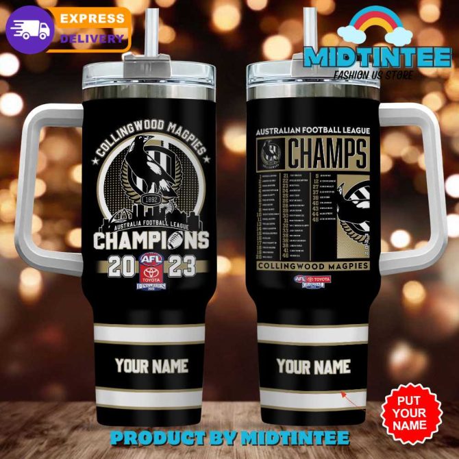 Collingwood Fc Afl Champions Custom Stanley Quencher 40Oz Stainless Steel Tumbler With Handle