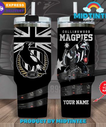 Collingwood Fc Afl Custom Stanley Quencher 40Oz Stainless Steel Tumbler With Handle