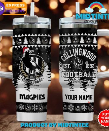 Collingwood Fc Afl Custom Stanley Quencher 40Oz Stainless Steel Tumbler With Handle