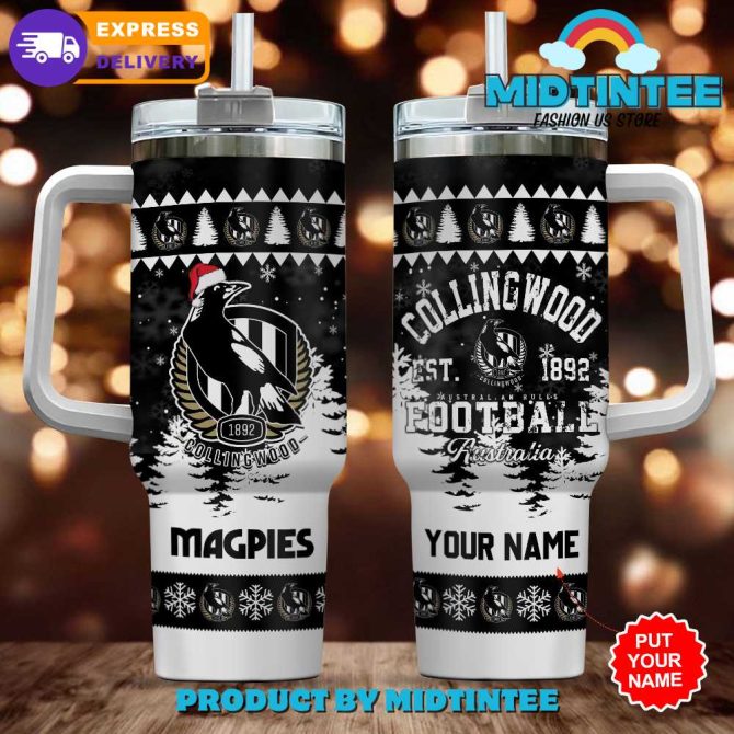 Collingwood Fc Afl Custom Stanley Quencher 40Oz Stainless Steel Tumbler With Handle
