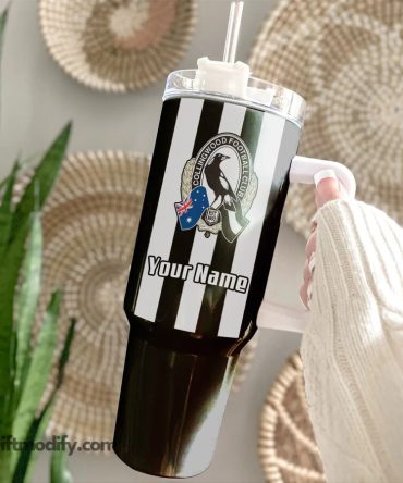 Collingwood Magpies Afl Custom Stanley Quencher 40Oz Stainless Steel Tumbler With Handle