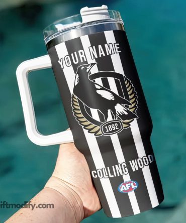 Collingwood Magpies Afl Custom Stanley Quencher 40Oz Stainless Steel Tumbler With Handle