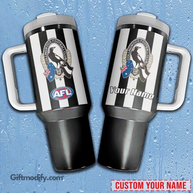 Collingwood Magpies Afl Custom Stanley Quencher 40Oz Stainless Steel Tumbler With Handle - Image 3