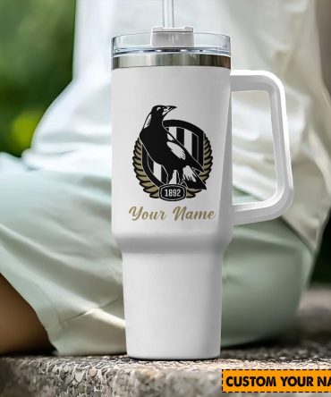 Collingwood Magpies Afl Custom Stanley Quencher 40Oz Stainless Steel Tumbler With Handle