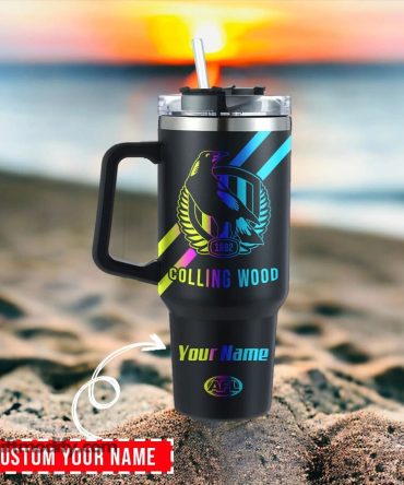 Collingwood Magpies Afl Hologram Logo Custom Stanley Quencher 40Oz Stainless Steel Tumbler With Handle