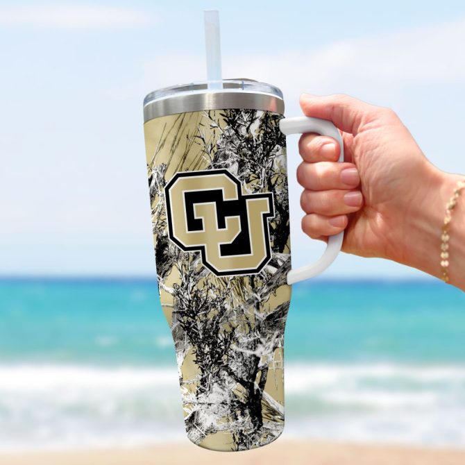 Colorado Buffaloes Ncaa Hunting Custom Stanley Quencher 40Oz Stainless Steel Tumbler With Handle - Image 3