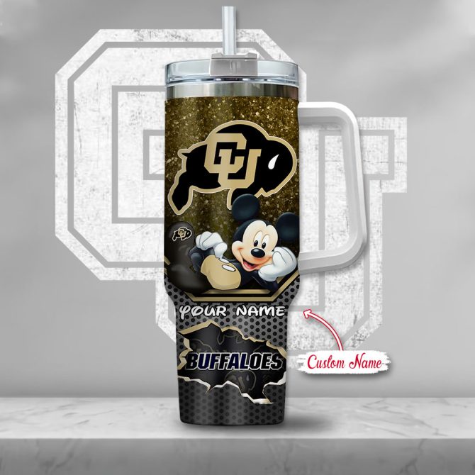 Colorado Buffaloes Ncaa Mickey Mouse Custom Stanley Quencher 40Oz Stainless Steel Tumbler With Handle - Image 2