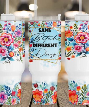 Colorful Flowers Sassy Quote Custom Stanley Quencher 40Oz Stainless Steel Tumbler With Handle