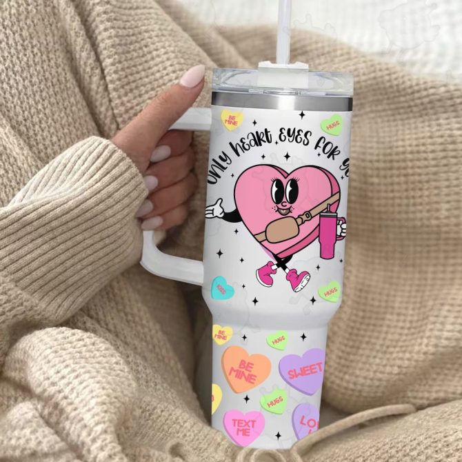 Colorful Hearts Custom Stanley Quencher 40Oz Stainless Steel Tumbler With Handle - Image 2