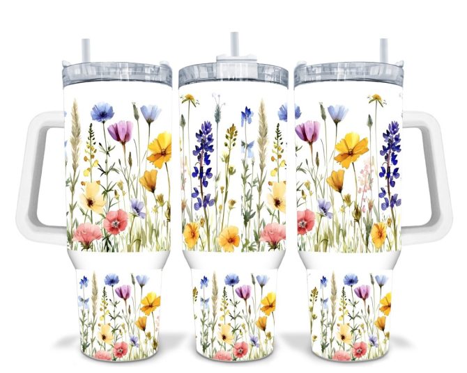 Colorful Wildflowers Custom Stanley Quencher 40Oz Stainless Steel