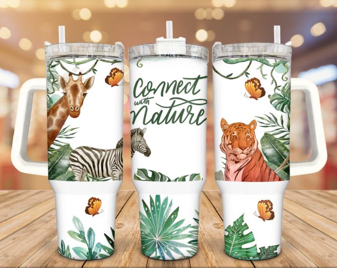 Connect With Nature Animals Custom Stanley Quencher 40Oz Stainless Steel Tumbler With Handle