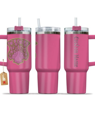 Coral Peacock Symbol Black Clover Anime Custom Stanley Quencher 40Oz Stainless Steel Tumbler With Handle