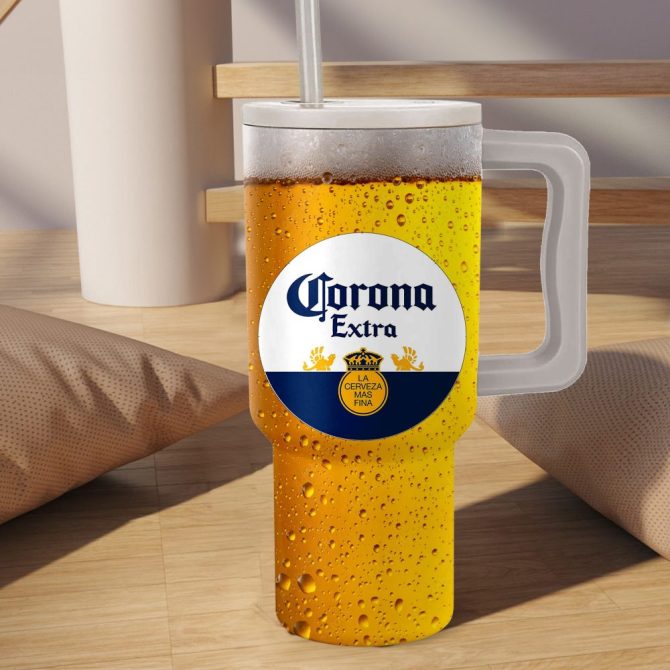Corona Extra Beer Custom Stanley Quencher 40Oz Stainless Steel Tumbler With Handle - Image 2